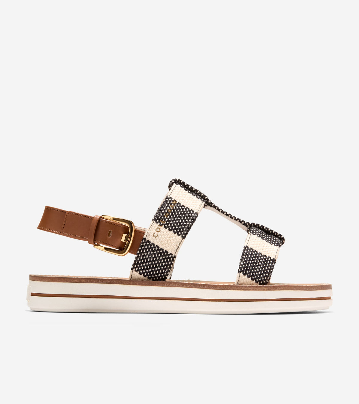 W36541:BLACK & NATURAL STRIPE CANVAS / CH BRITISH TAN LTHR