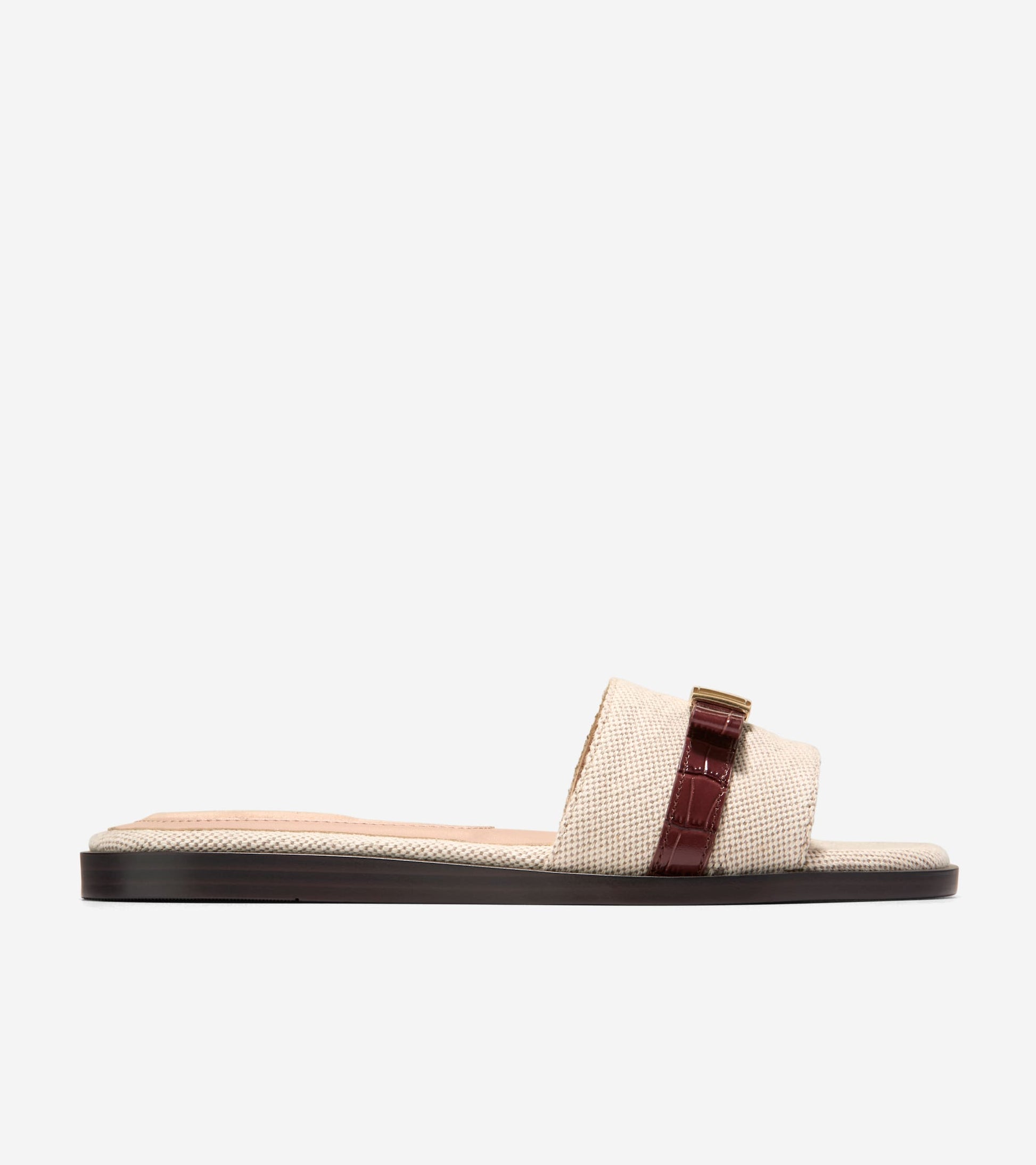 W35787:NATURAL CANVAS/CH MAHOGANY CROC PRINT LTHR