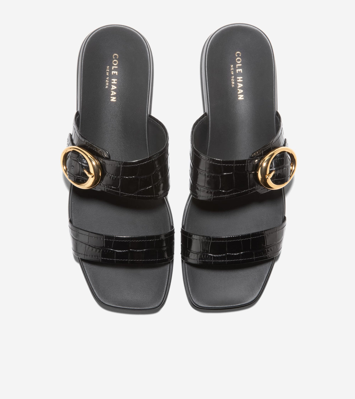 W35351:BLACK CROC PRINT LEATHER