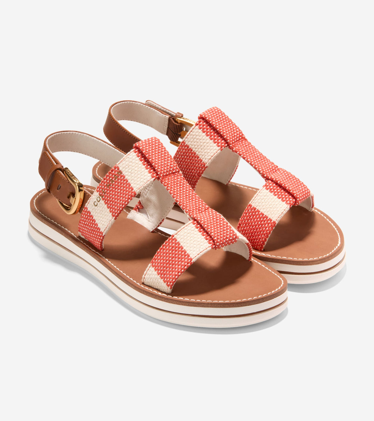 W36542:SUMMER FIG & NATURAL STRIPE CANVAS / CH BRITISH TAN LTHR