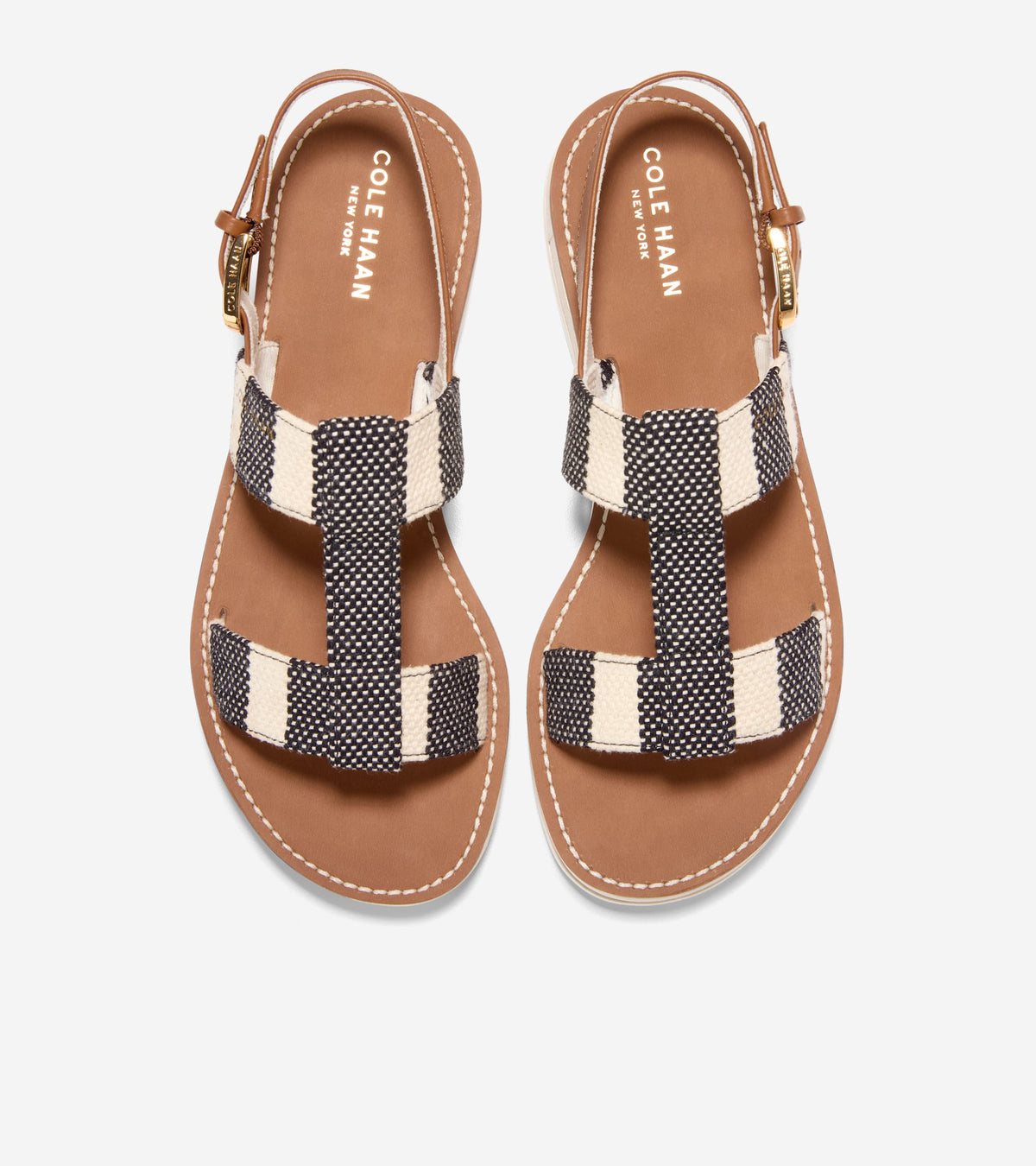 W36541:BLACK & NATURAL STRIPE CANVAS / CH BRITISH TAN LTHR