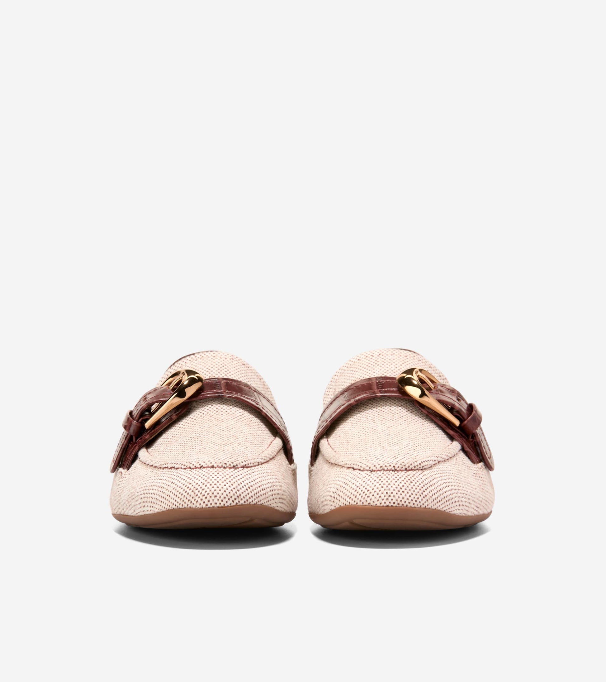 W35409:NATURAL 2 TONE CANVAS/CH MAHOGANY CROC PRINT LTHR