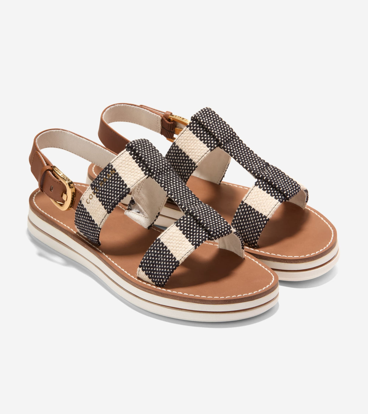 W36541:BLACK & NATURAL STRIPE CANVAS / CH BRITISH TAN LTHR